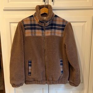 Brixton Women’s Plaid Accent Sherpa Jacket, Small